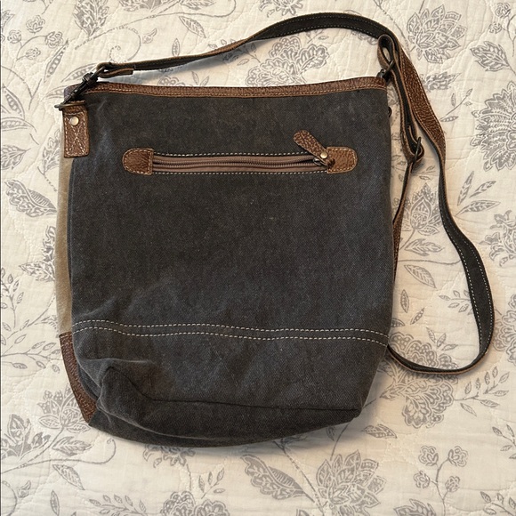 Myra Bag Peace Pocket Shoulder Bag Tote Canvas Denim Leather Western Cowgirl - Picture 4 of 5